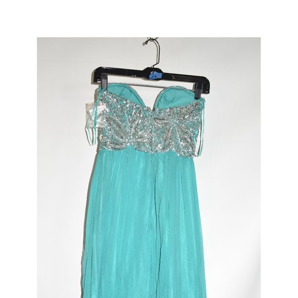 Sean Collection Embellished Strapless Silk Gown BLUE SIZE 2 - Picture 6 of 7